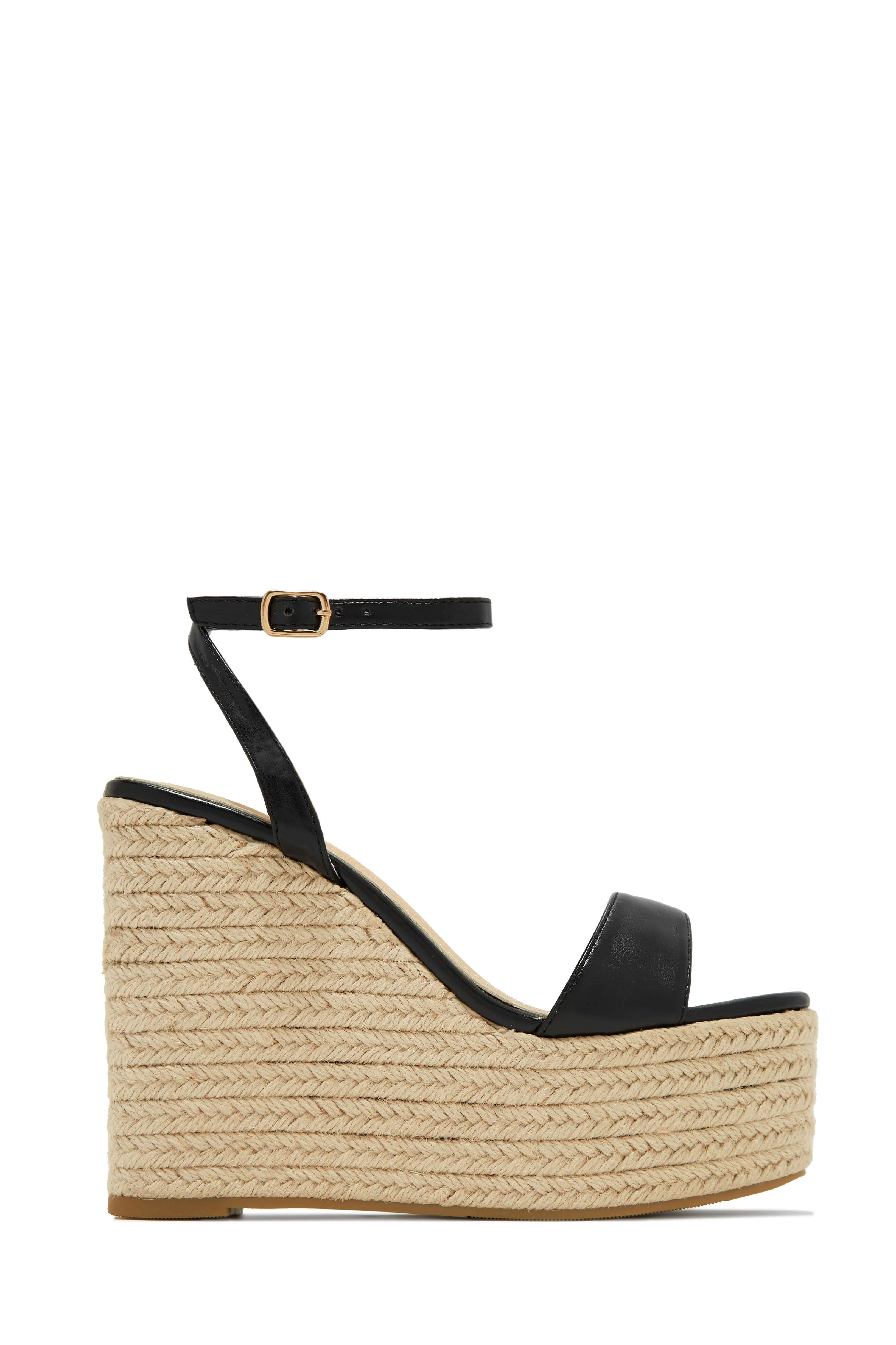 Poolside Espadrille Platform Wedges - Black - Image 4