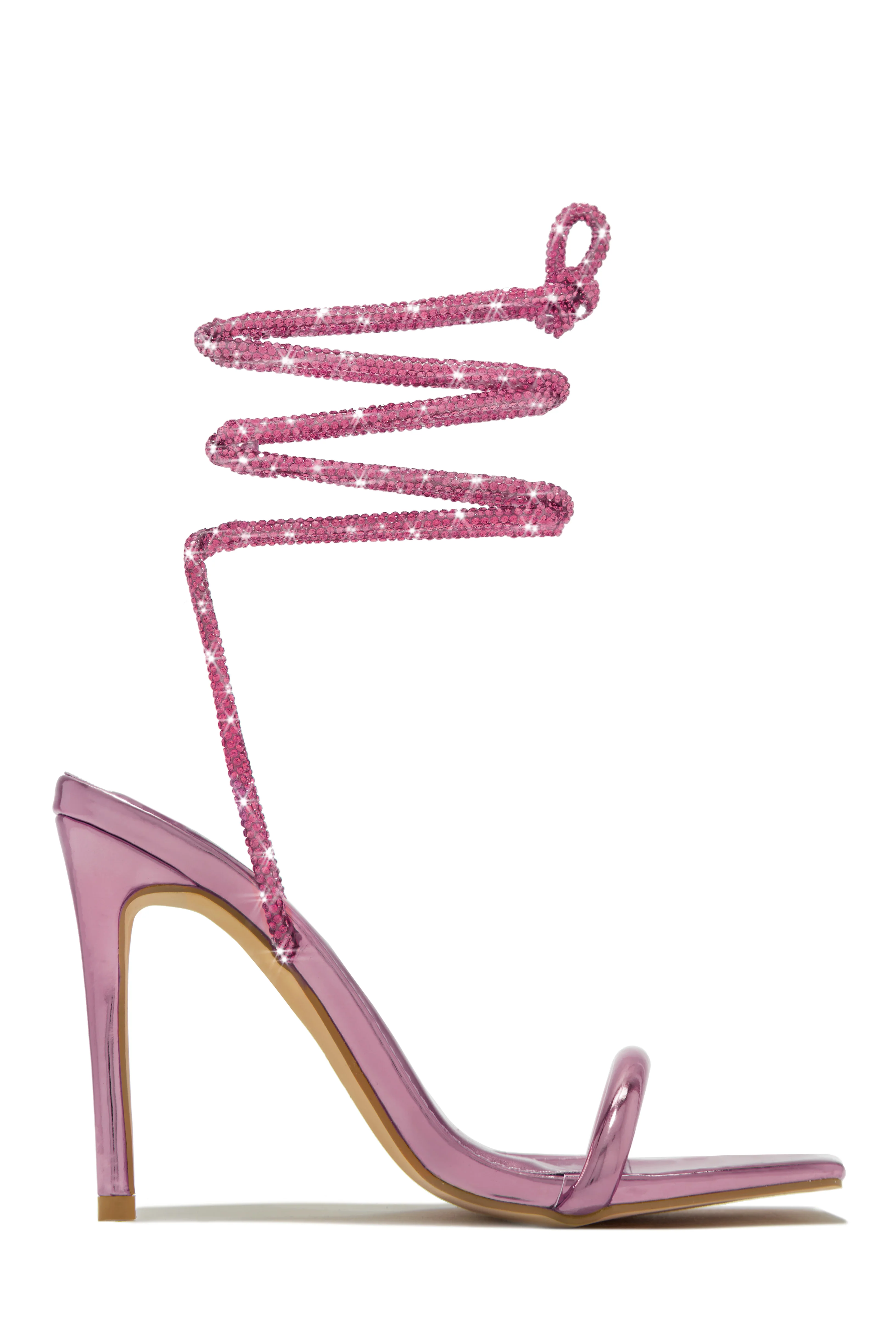 Pretty Girl Embellished Lace Up High Heels - Black - Image 7