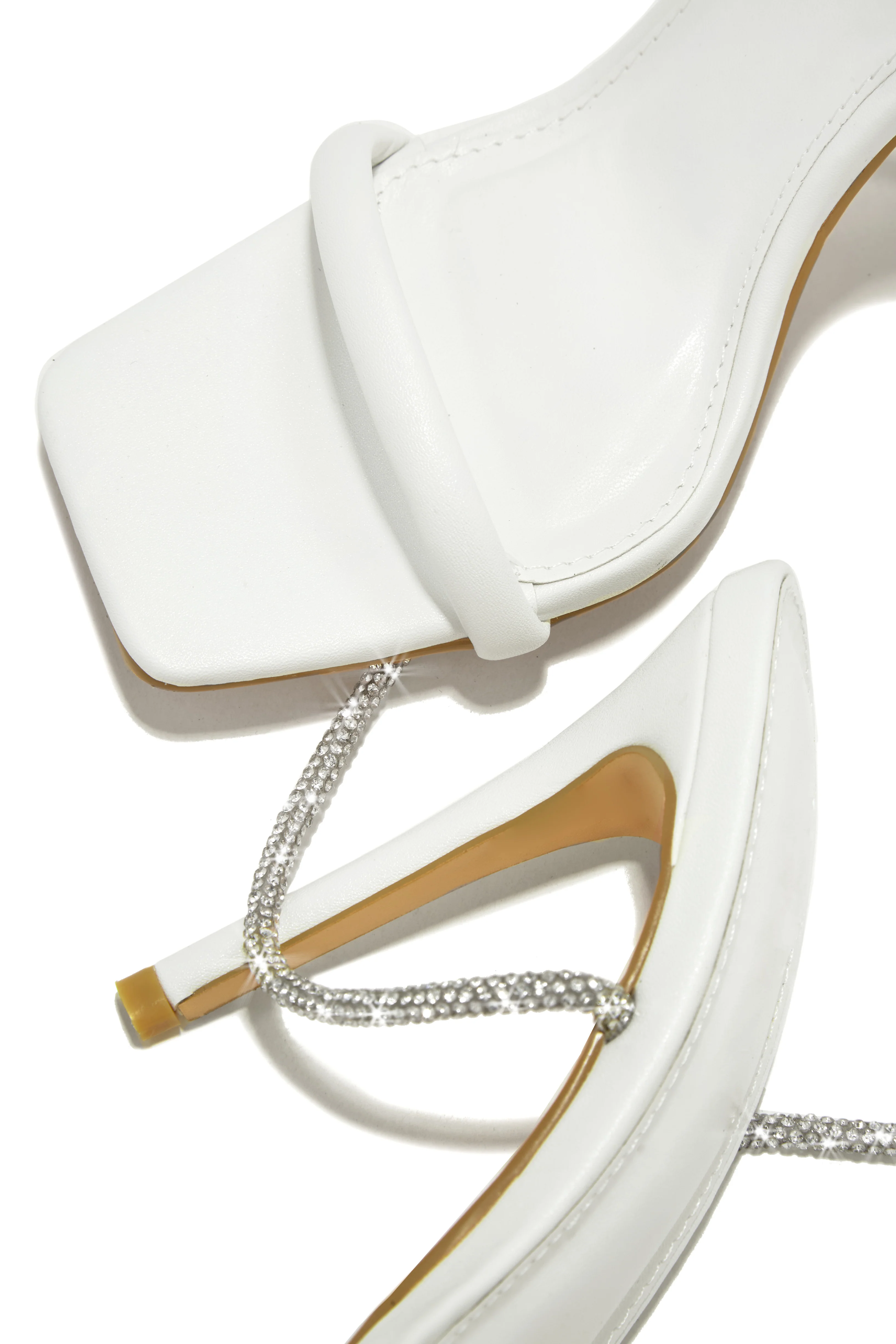 Pretty Girl Embellished Lace Up High Heels - White - Image 3