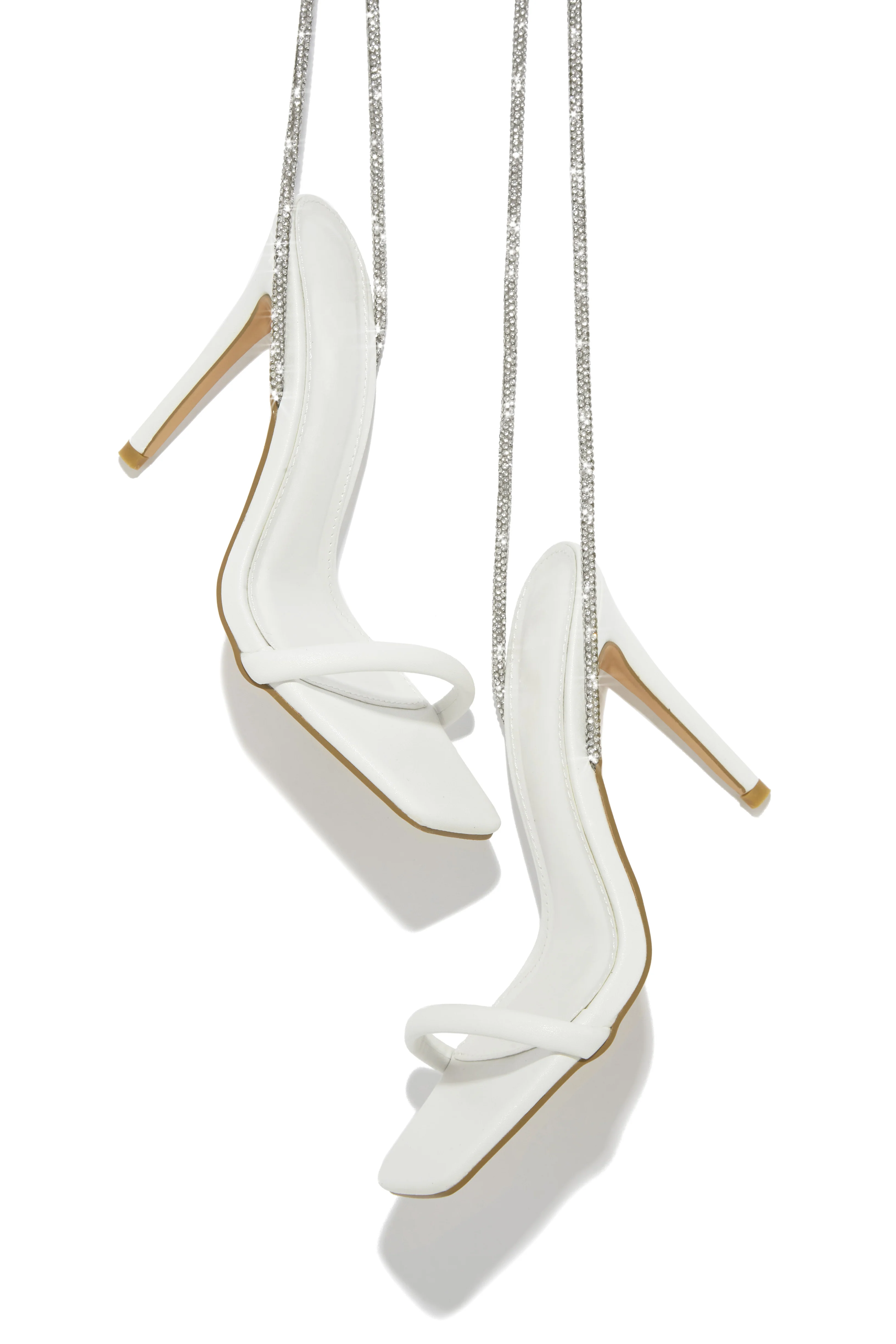 Pretty Girl Embellished Lace Up High Heels - White - Image 4