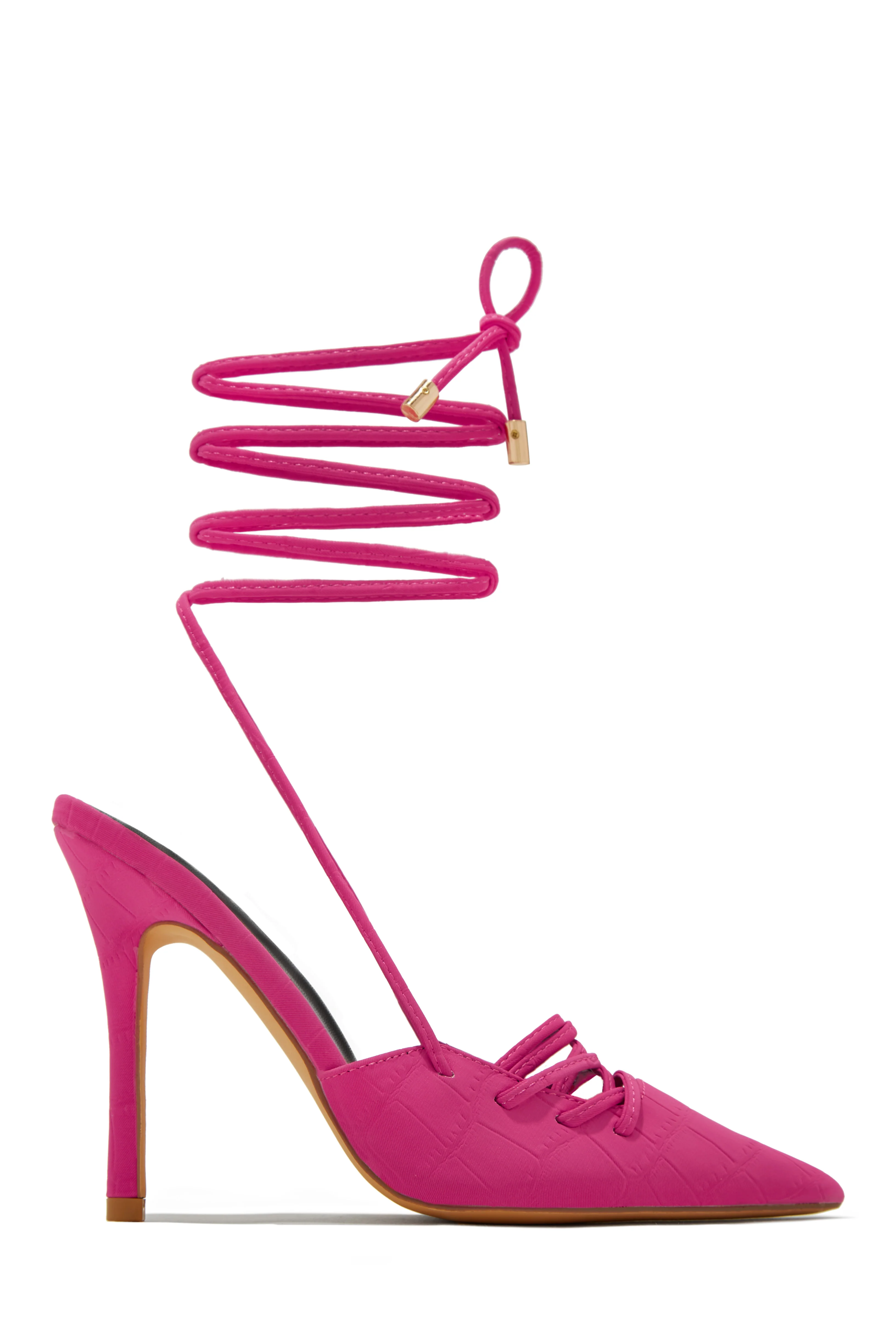 Simone Lace Up High Heel Pumps - Pink - Image 3