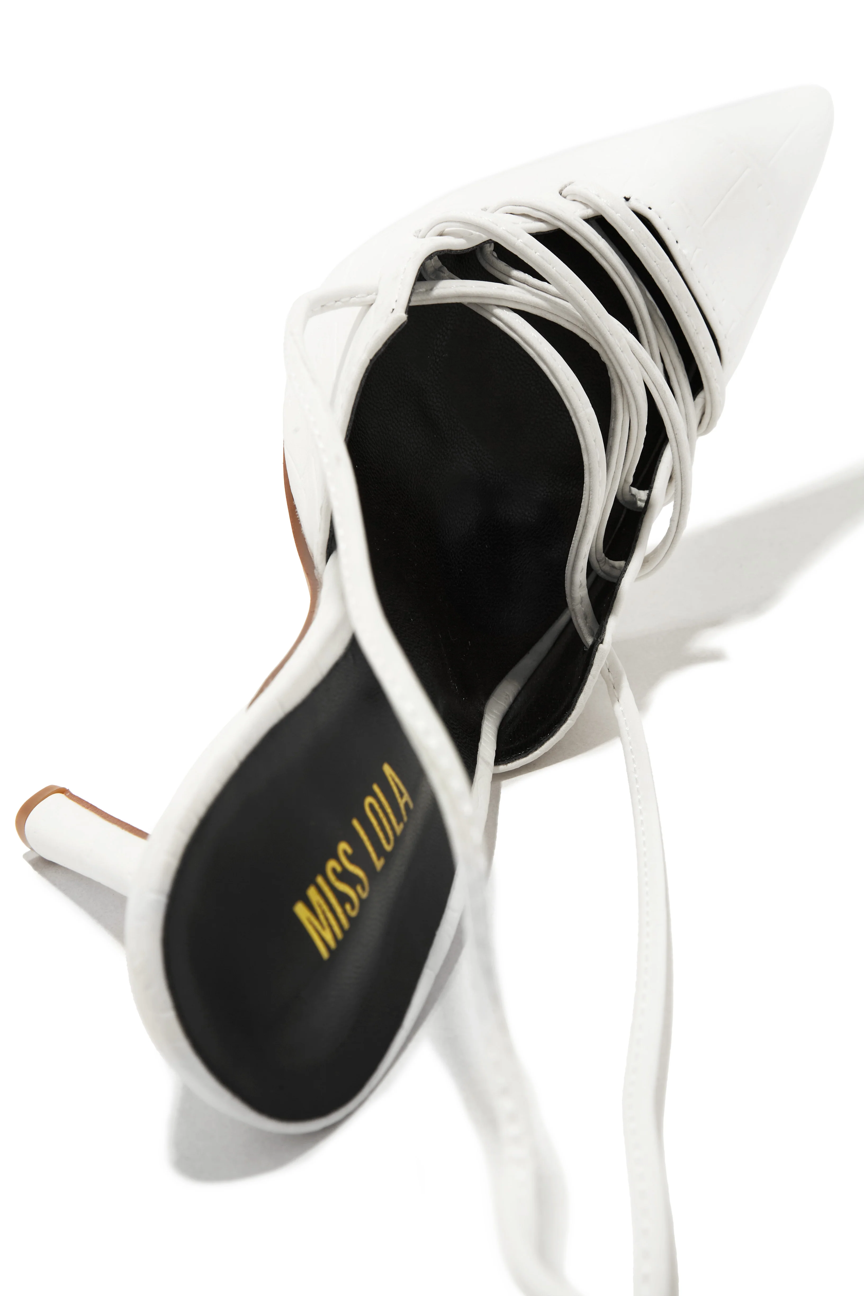 Simone Lace Up High Heel Pumps - White - Image 7