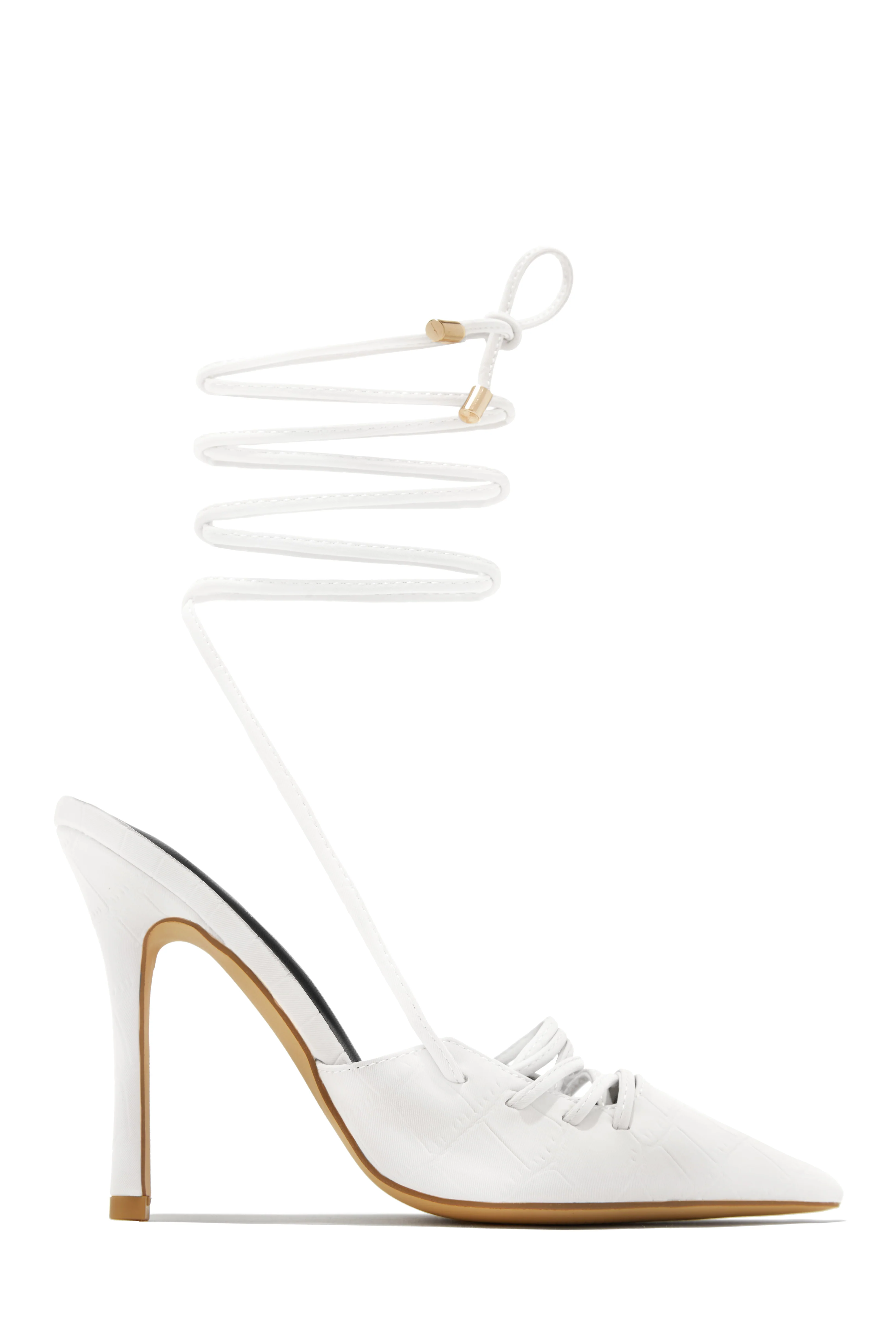 Simone Lace Up High Heel Pumps - White - Image 8