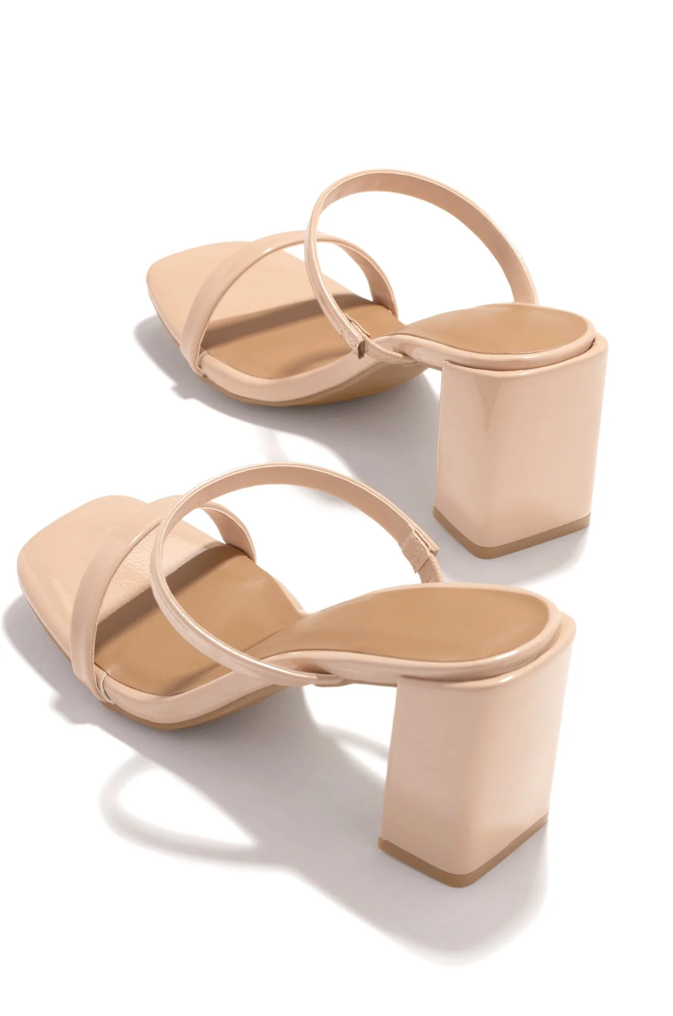 Summer Date Block Heel Mules - Nude Pat - Image 3
