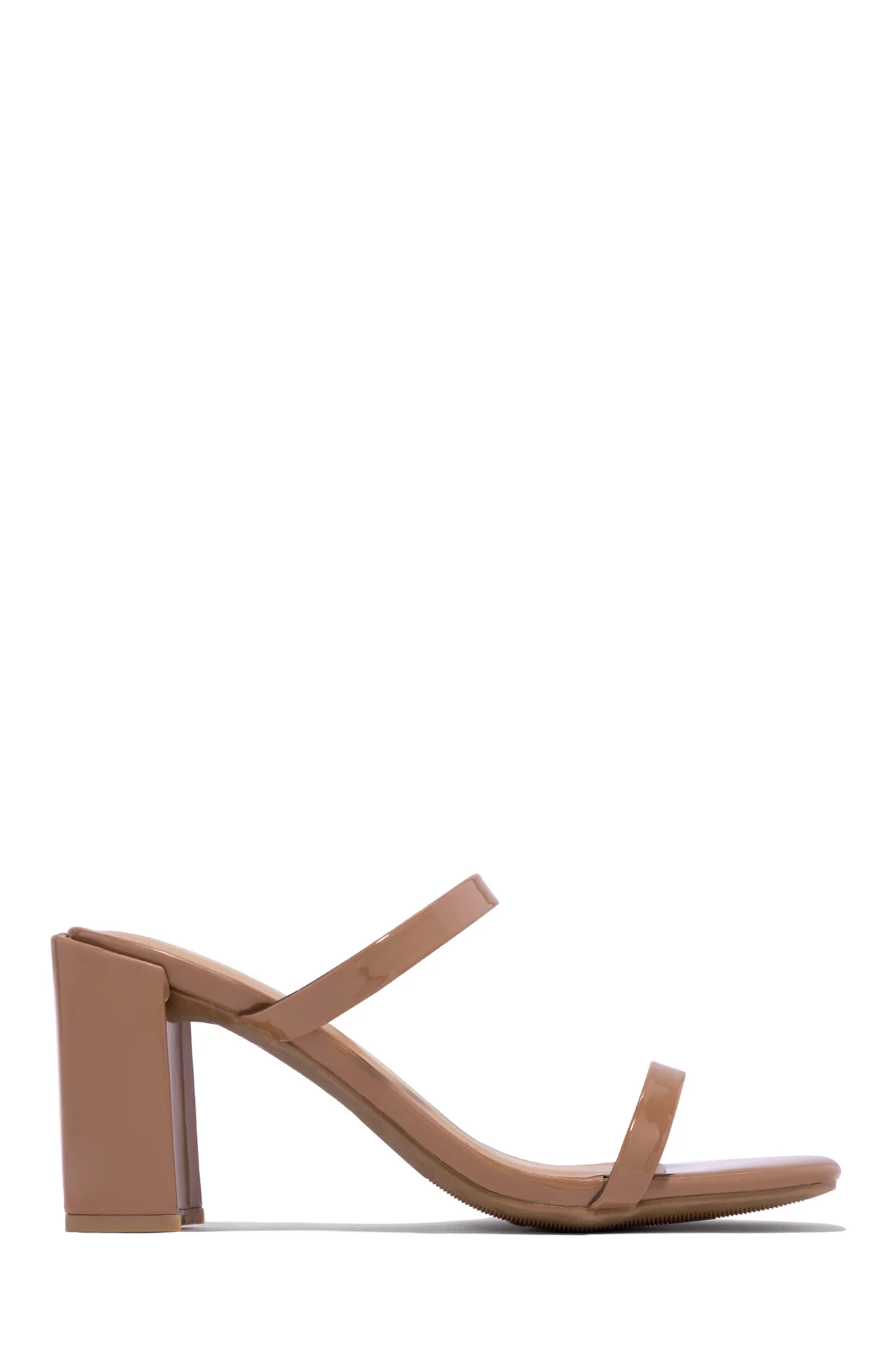 Summer Date Block Heel Mules - Nude Pat - Image 5
