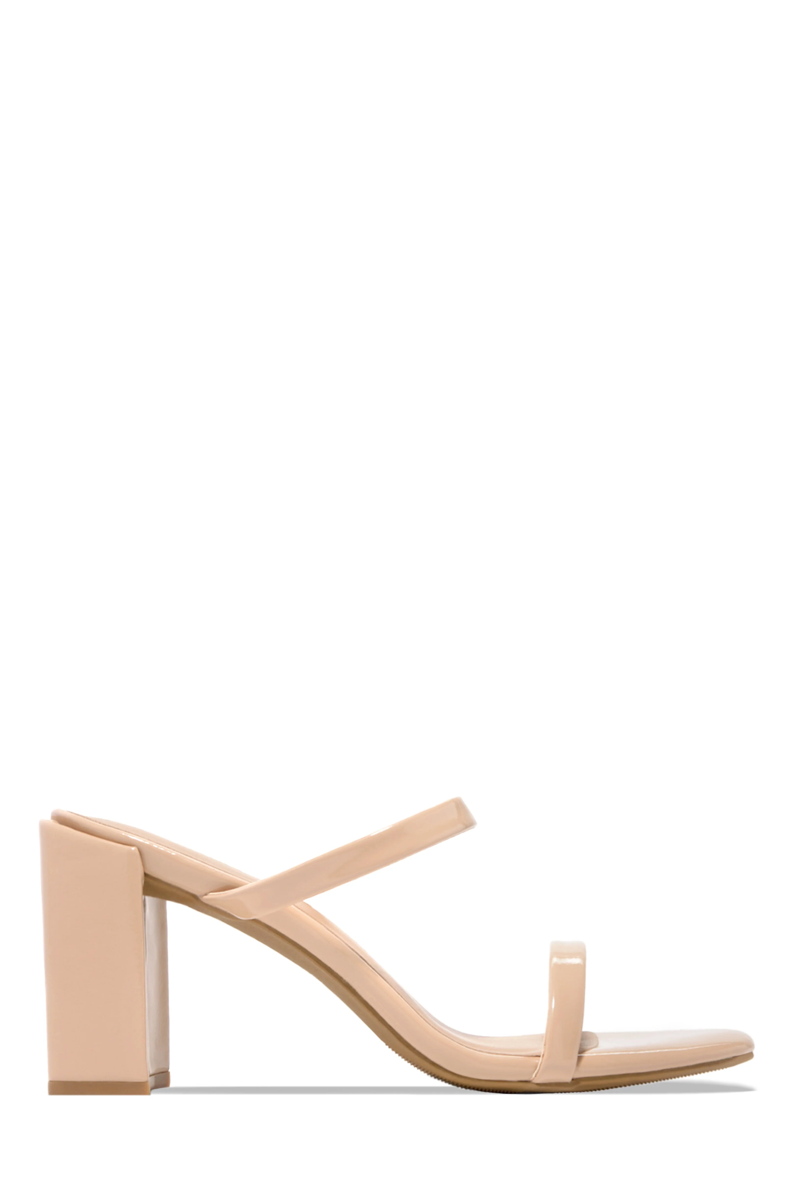 Summer Date Block Heel Mules - Nude Pat - Image 6