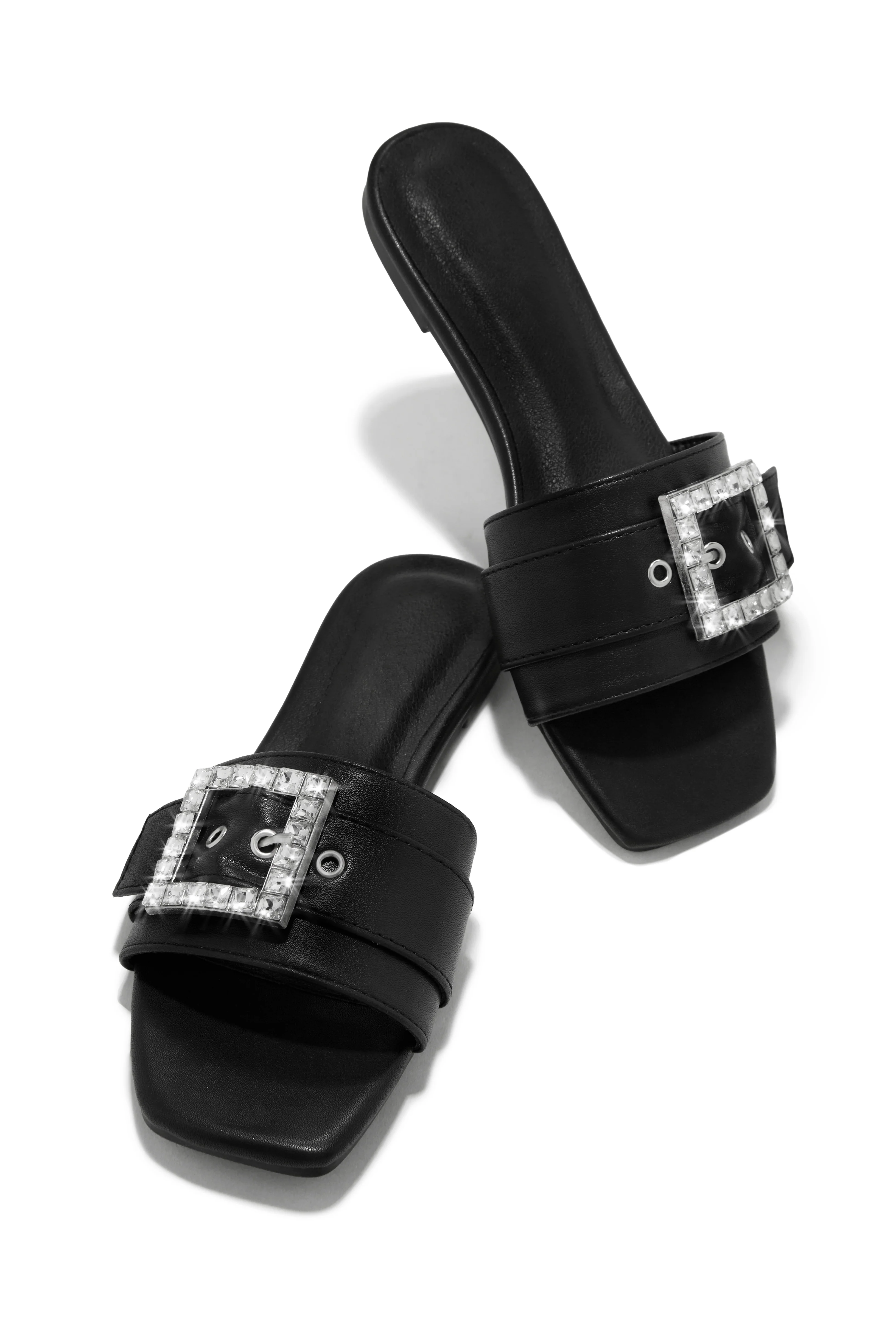 Summer Solstice Embellished Buckle Slip On Sandals - Black - Image 4