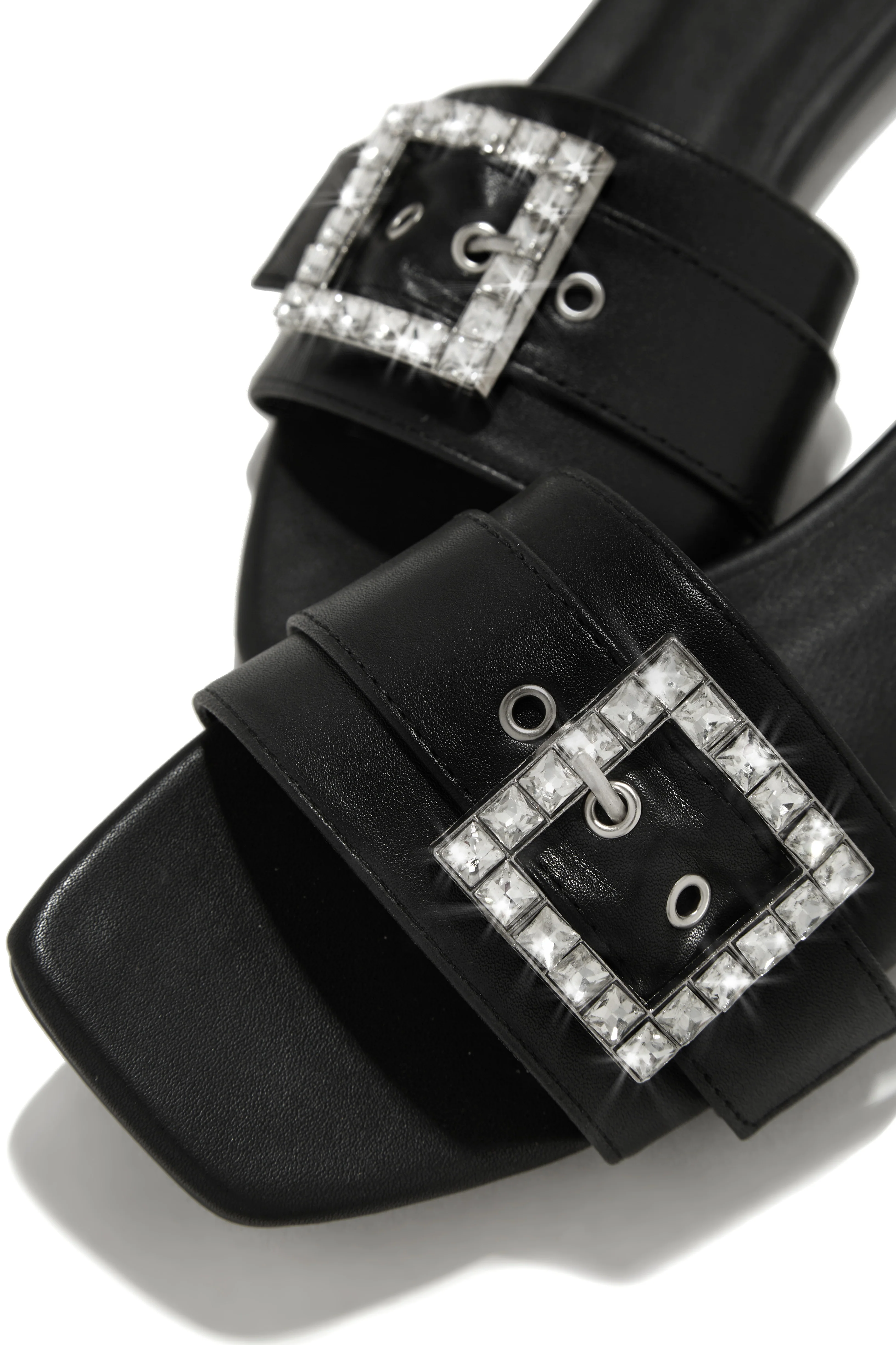 Summer Solstice Embellished Buckle Slip On Sandals - Black - Image 5