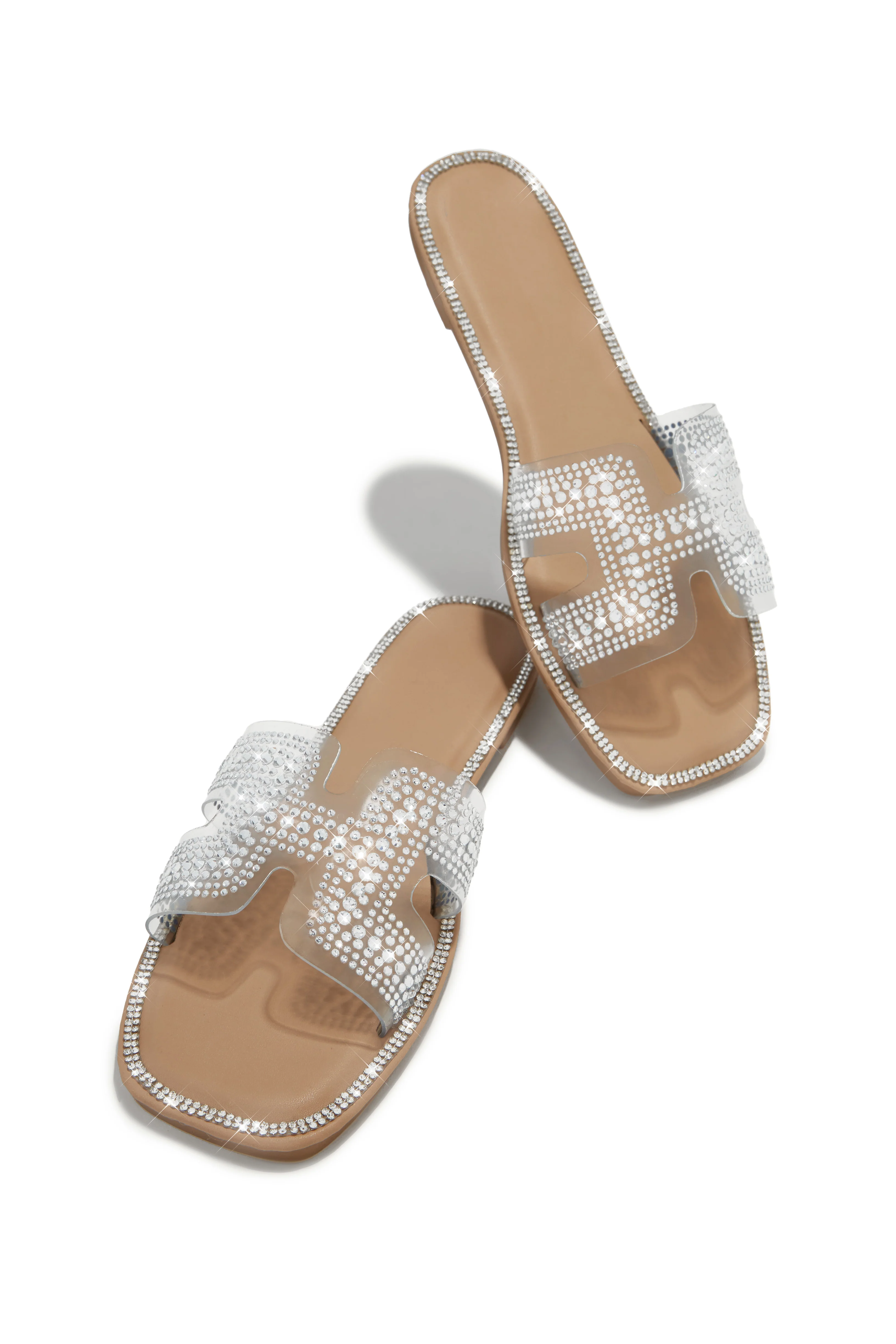 Sun Glow Embellished Slip On Sandals - Rose Gold - Image 6