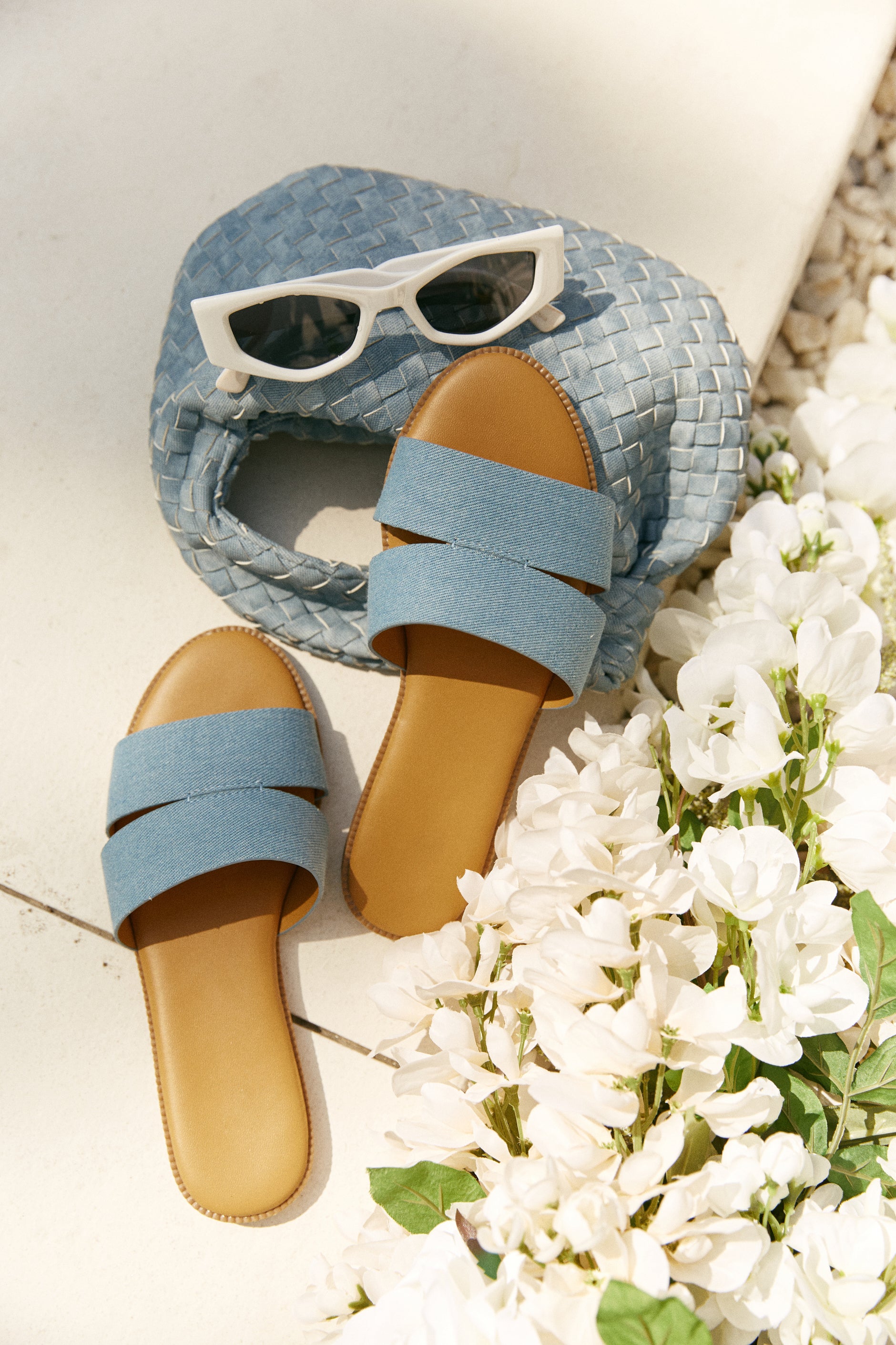 Sunny Season Slip On Sandals - Denim - Image 3