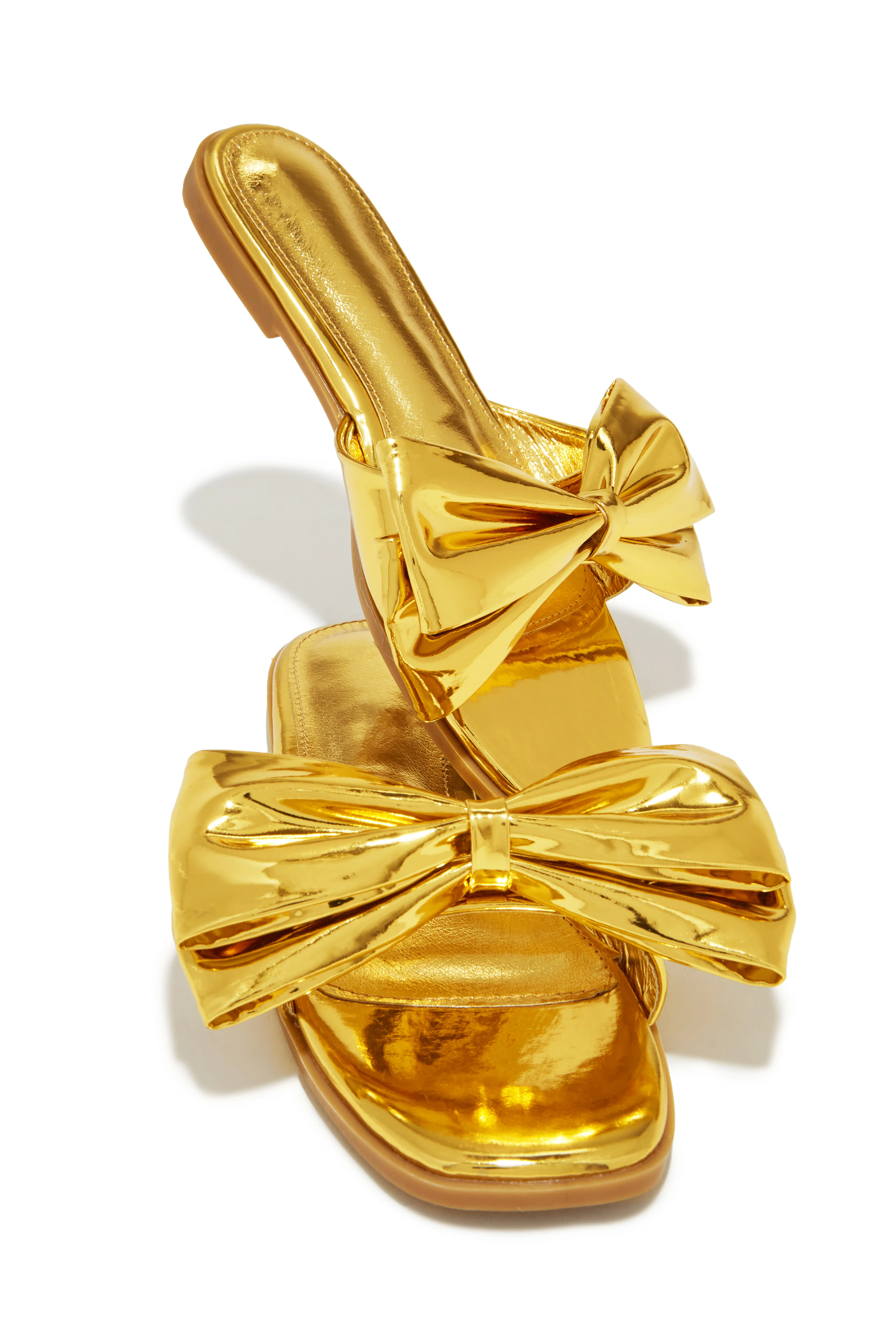 Talkin' Flirty Metallic Slip On Sandals - Gold - Image 3