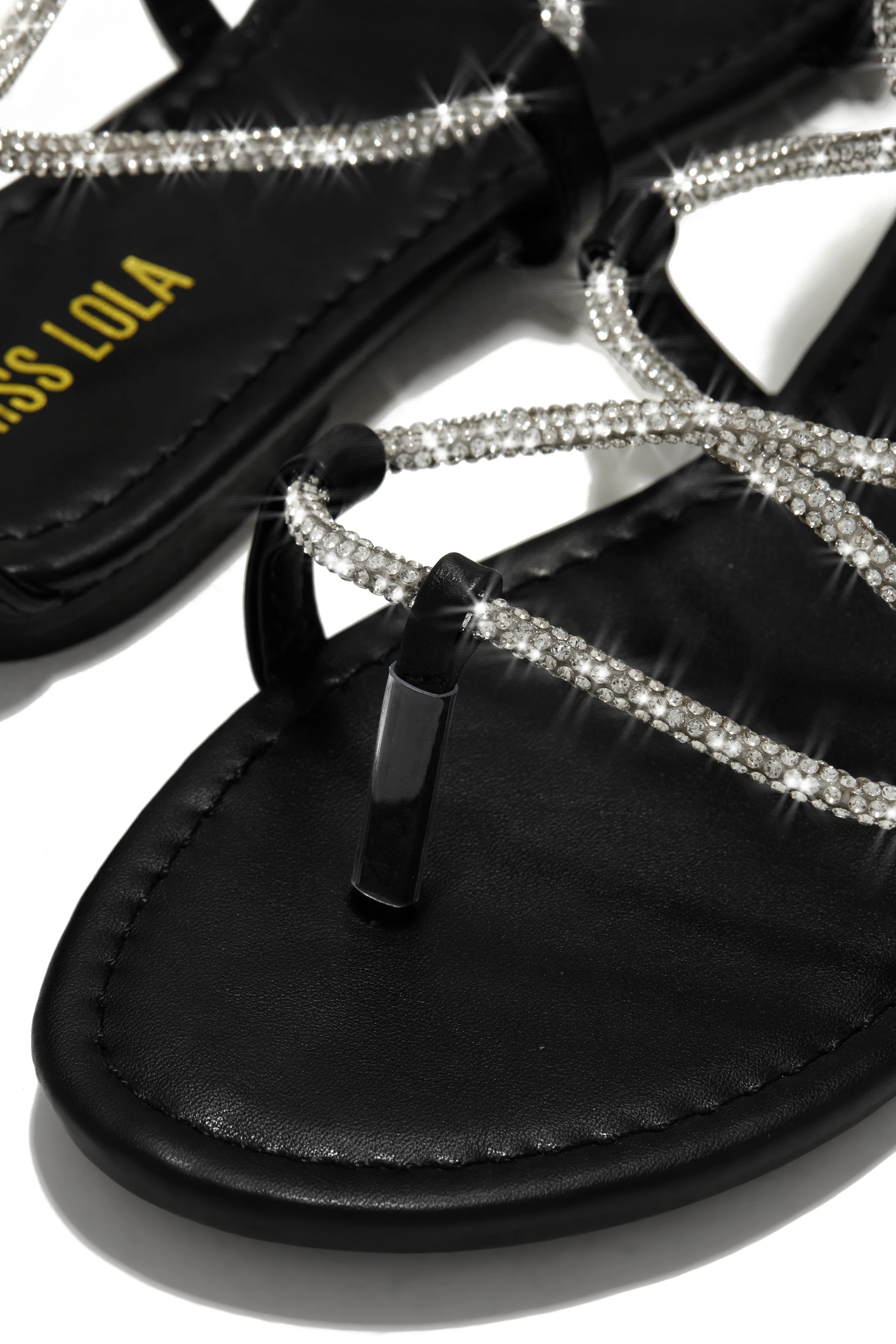 Vegas Weekend Embellished Lace Up Sandals - Black - Image 3