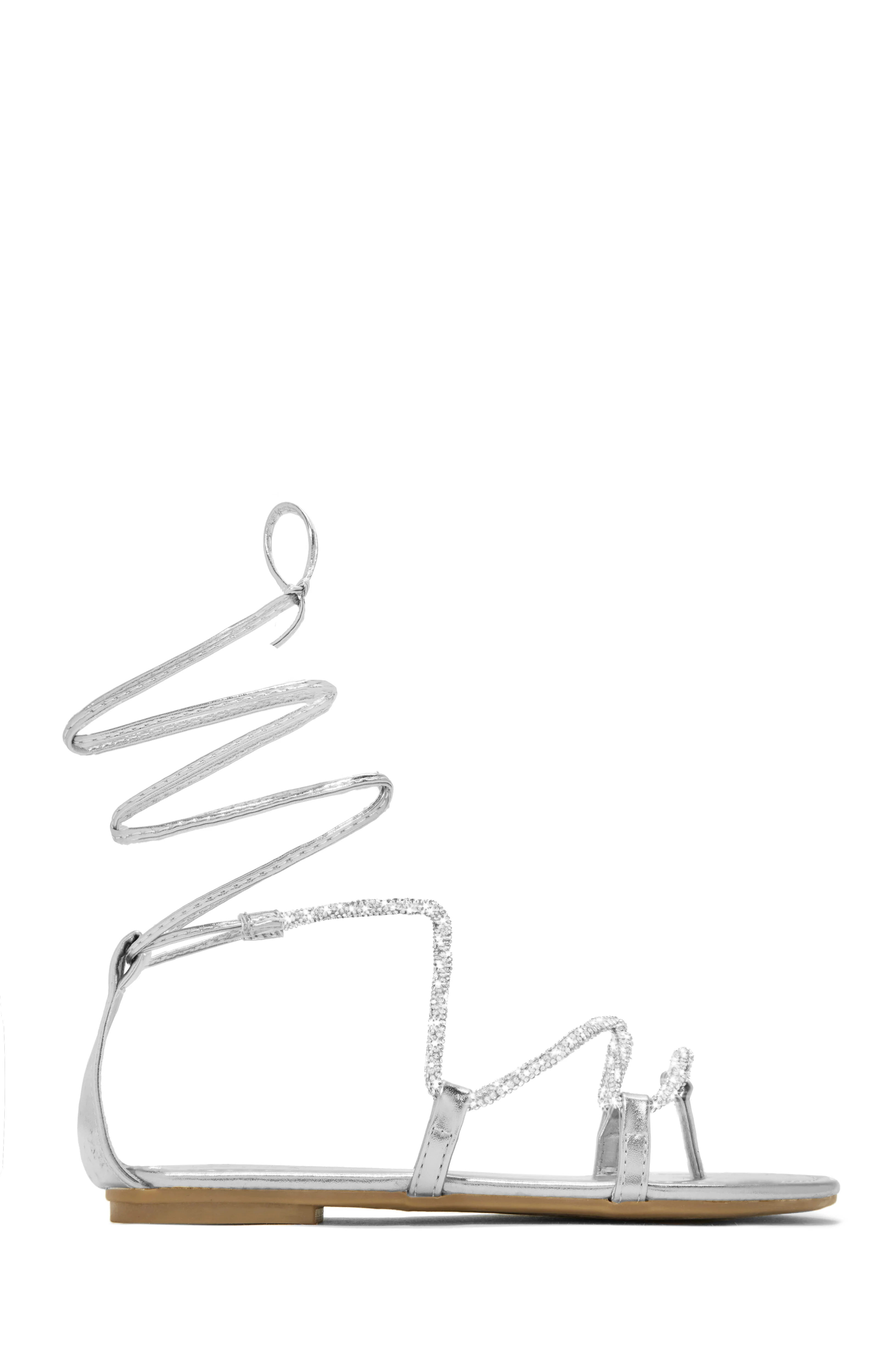 Vegas Weekend Embellished Lace Up Sandals - White - Image 10