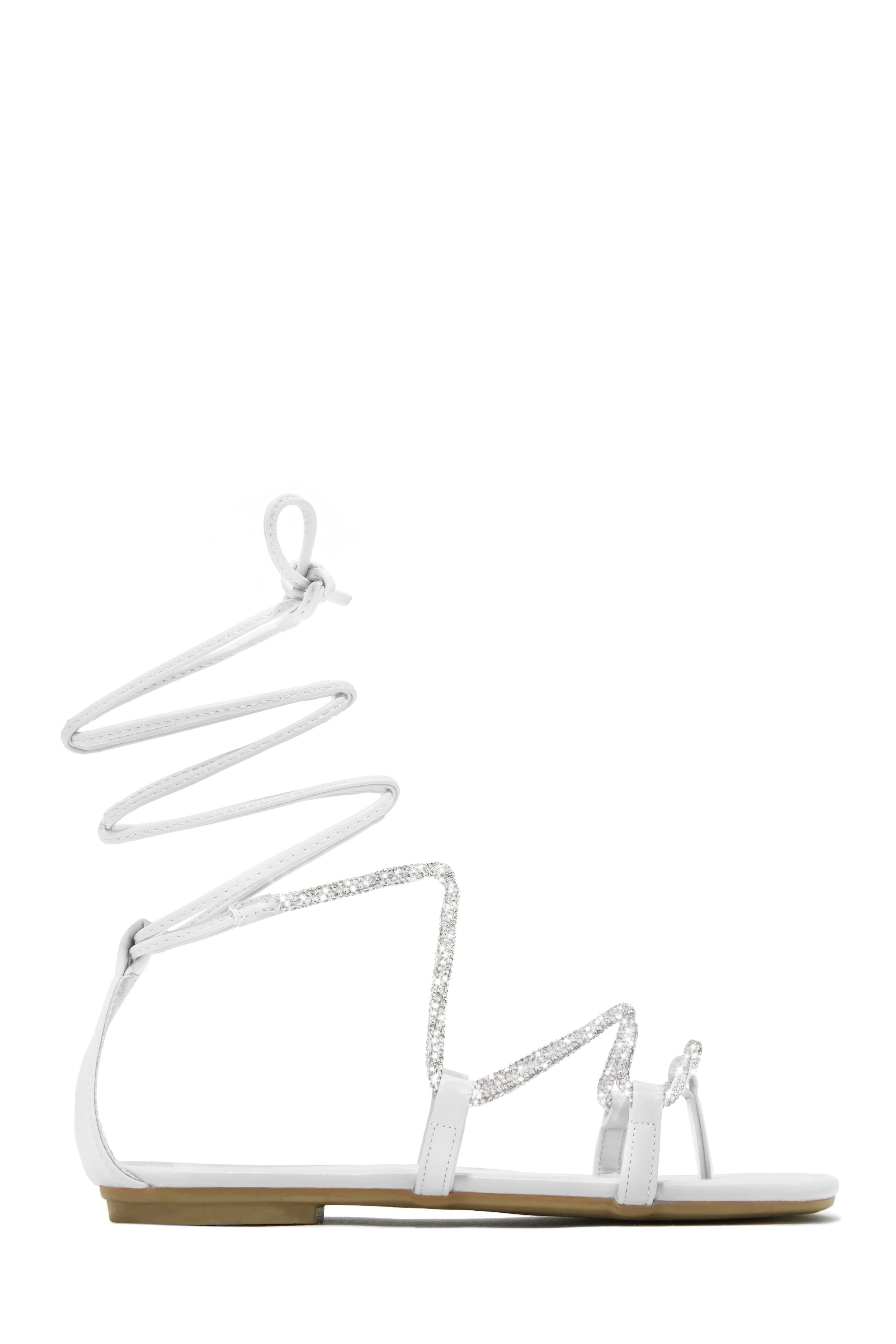 Vegas Weekend Embellished Lace Up Sandals - White - Image 5