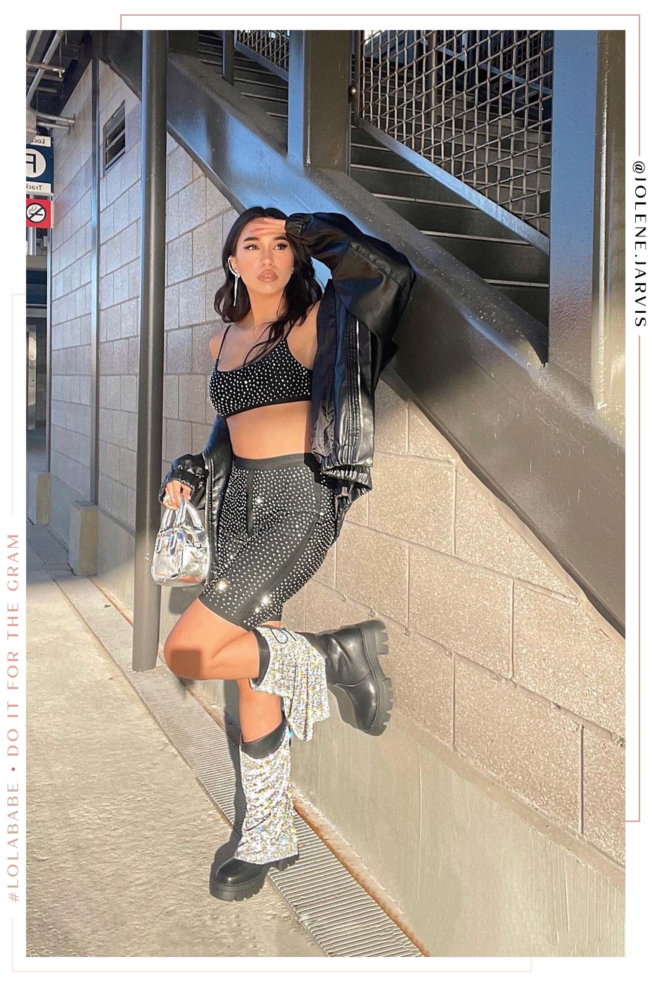 Weekend Fun Studded Biker Short Set - Black - Image 3