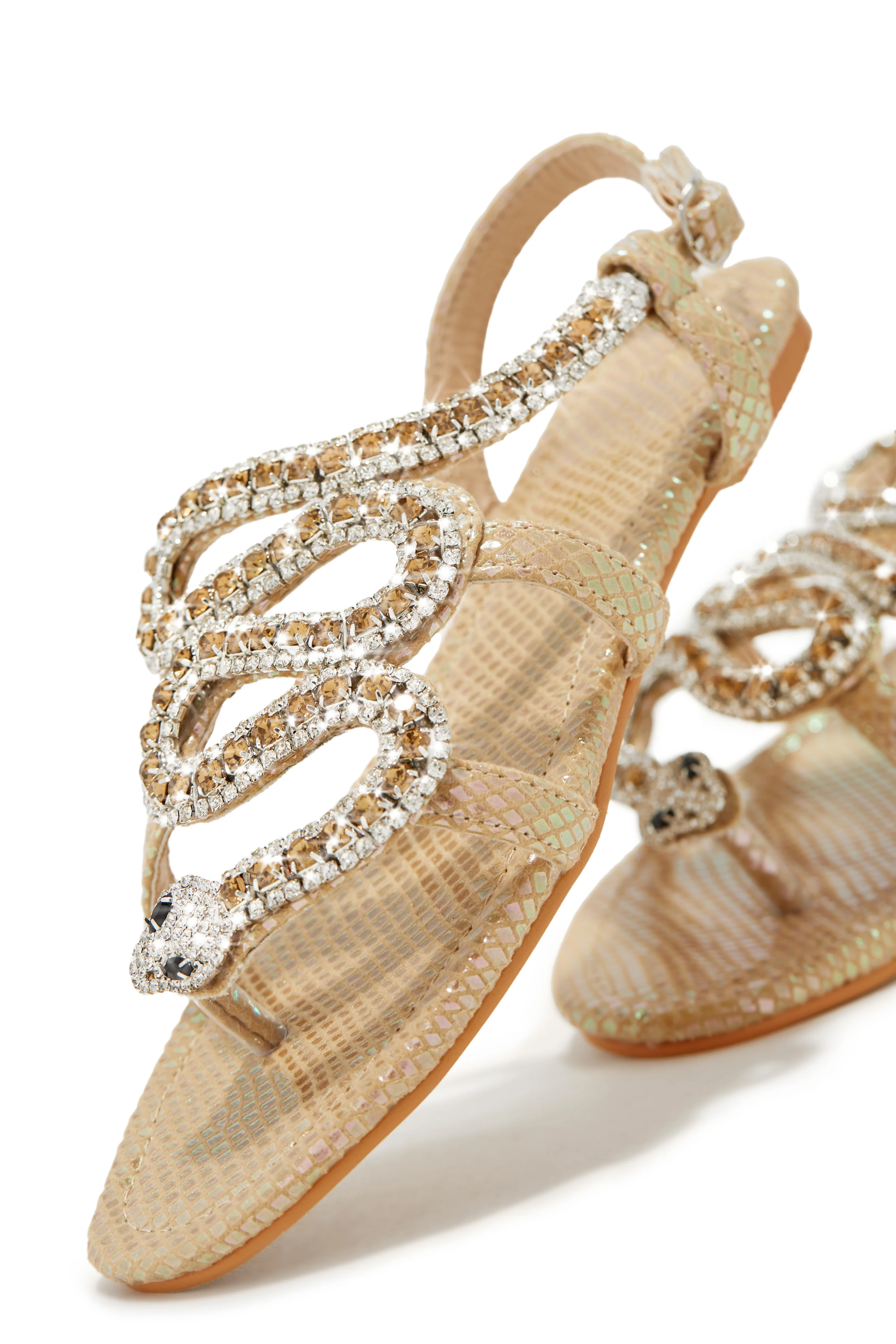 Wild One Snake Embellished Sandals - Gold - Image 4