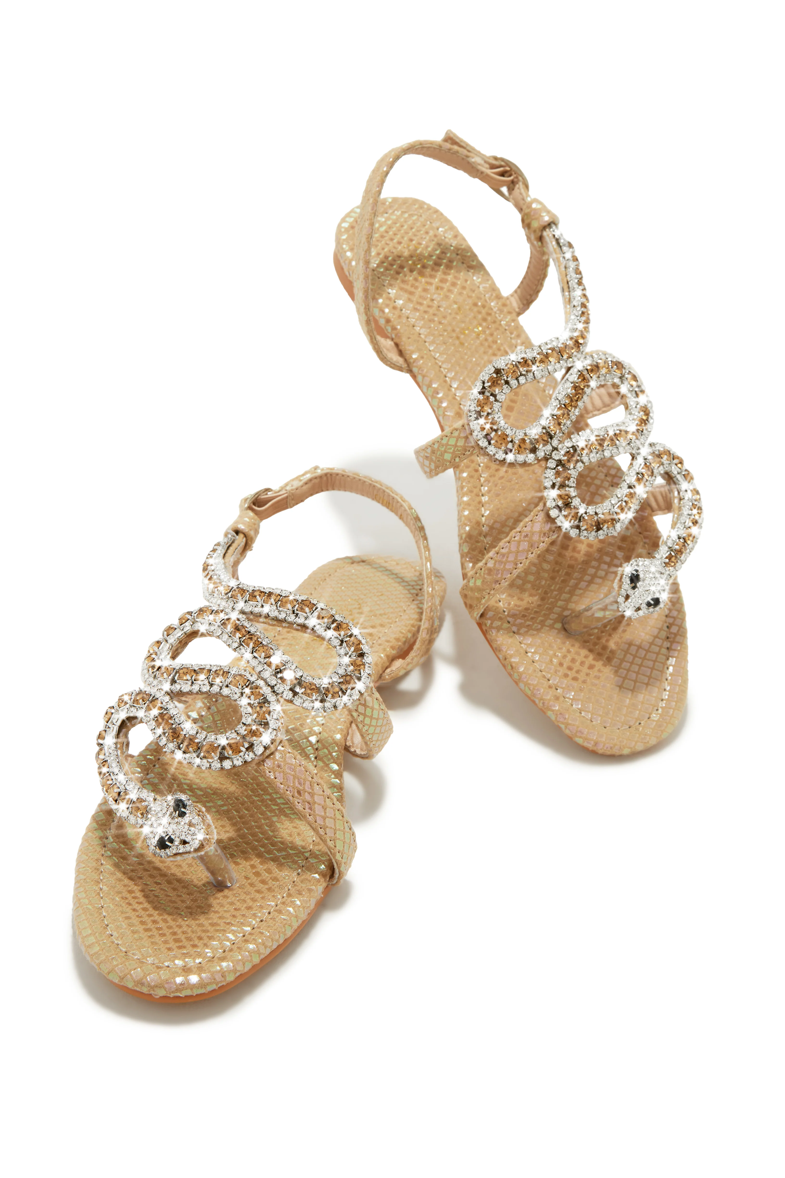 Wild One Snake Embellished Sandals - Gold - Image 5