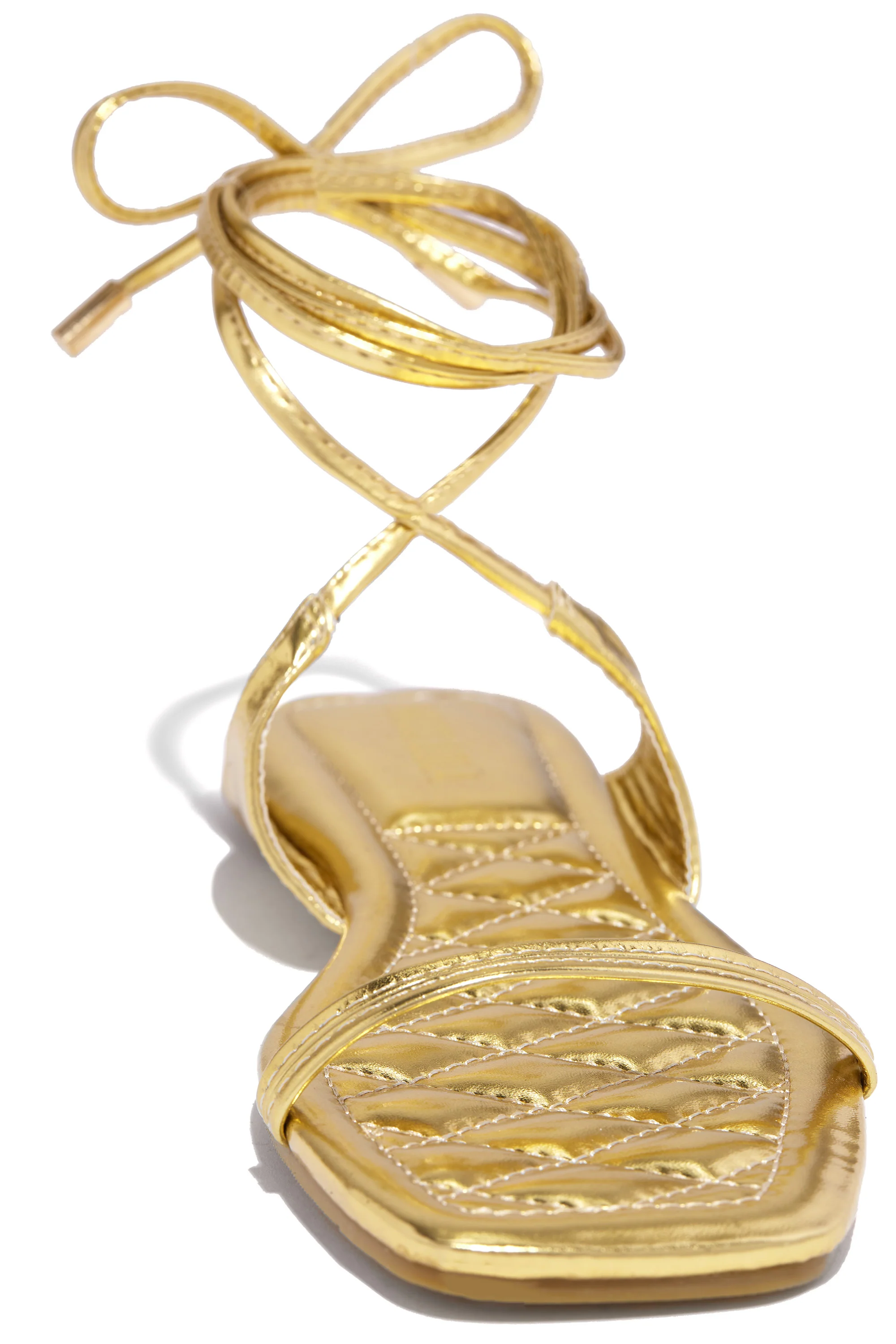 Wine & Dine Lace Up Sandals - Gold - Image 6