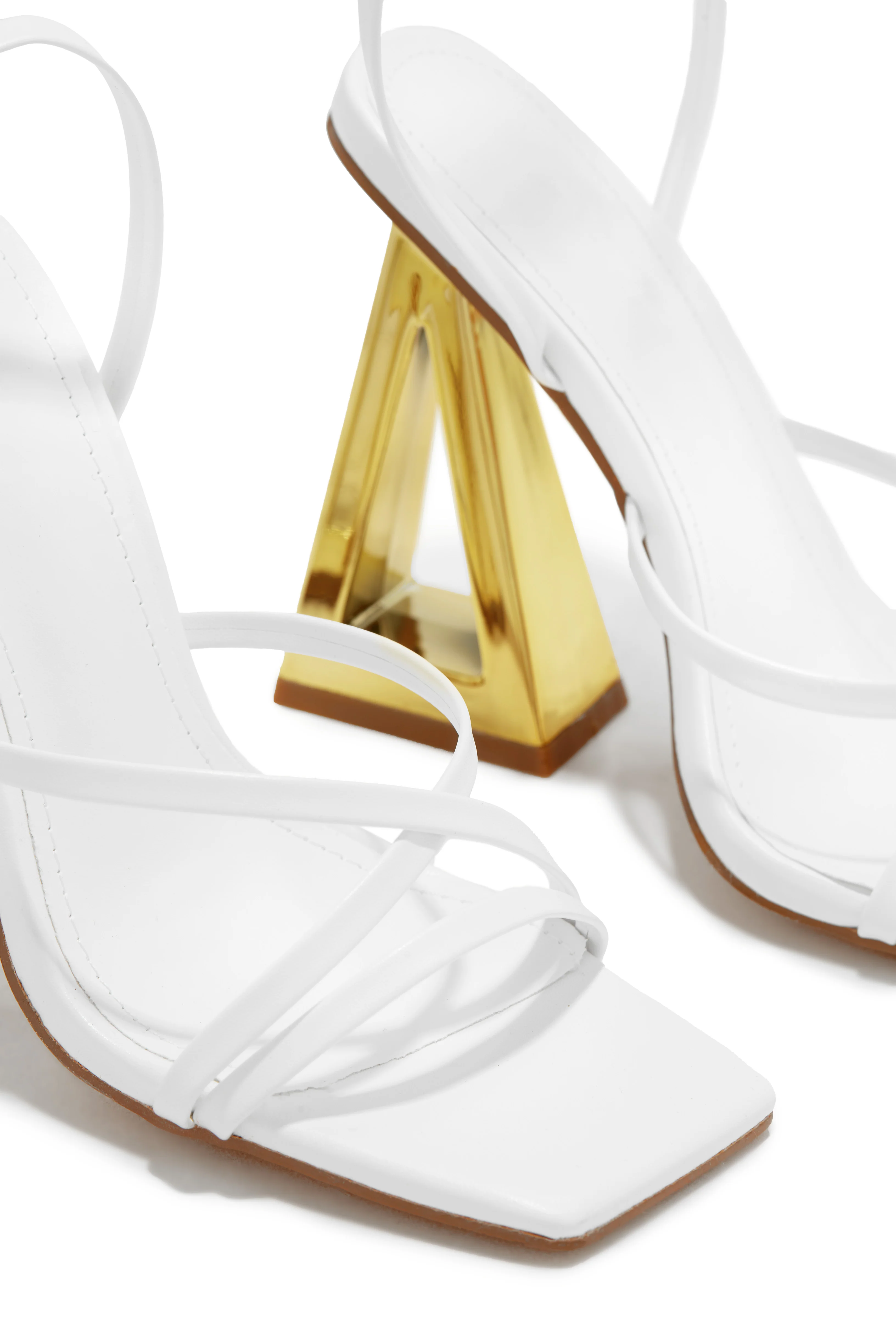 Zhuri Lace Up Block High Heels - White - Image 4