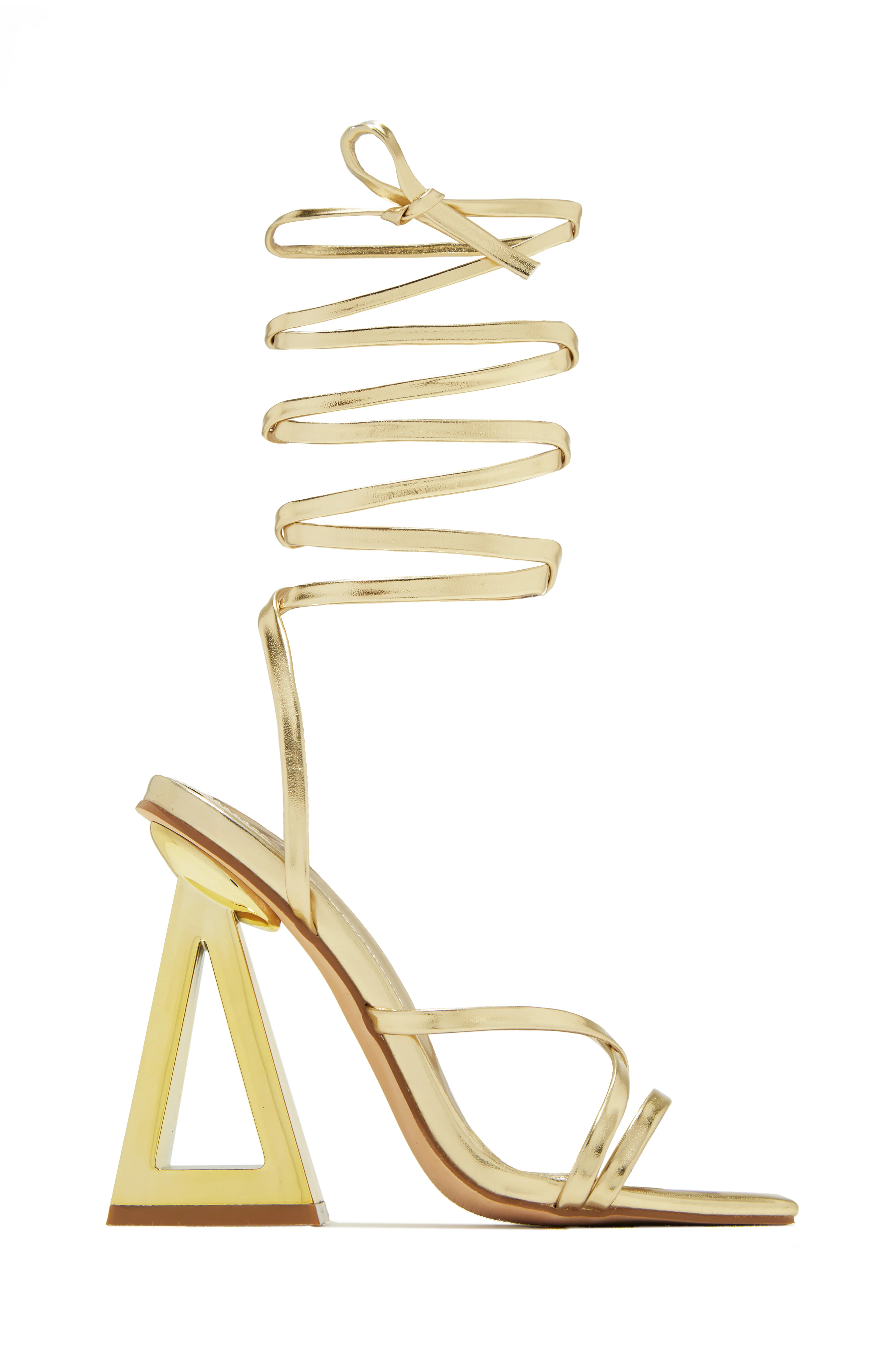 Zhuri Lace Up Block High Heels - White - Image 7